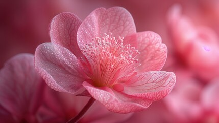 Bliskie zbliżenie różowego kwiatu z kroplami wody