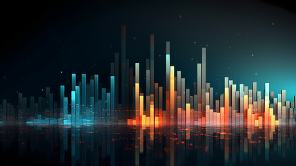 Stock market chart background, financial forecast illustration with glowing trend lines