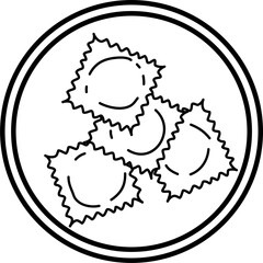 Ravioli Outline Illustration Vector