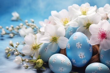 Obraz na płótnie Canvas Easterthemed art with flower cross and eggs