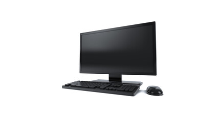 Fototapeta premium 3D Rendering, Close up realistic black computer desktop set, technology and internet equipment mock up design, isolated on white background.