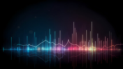 Fototapeta premium Stock market chart background, financial forecast illustration with glowing trend lines