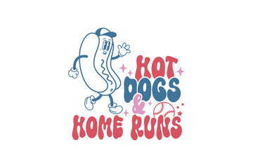 Retro Baseball SVG Design, Hot Dogs and Home Runs 