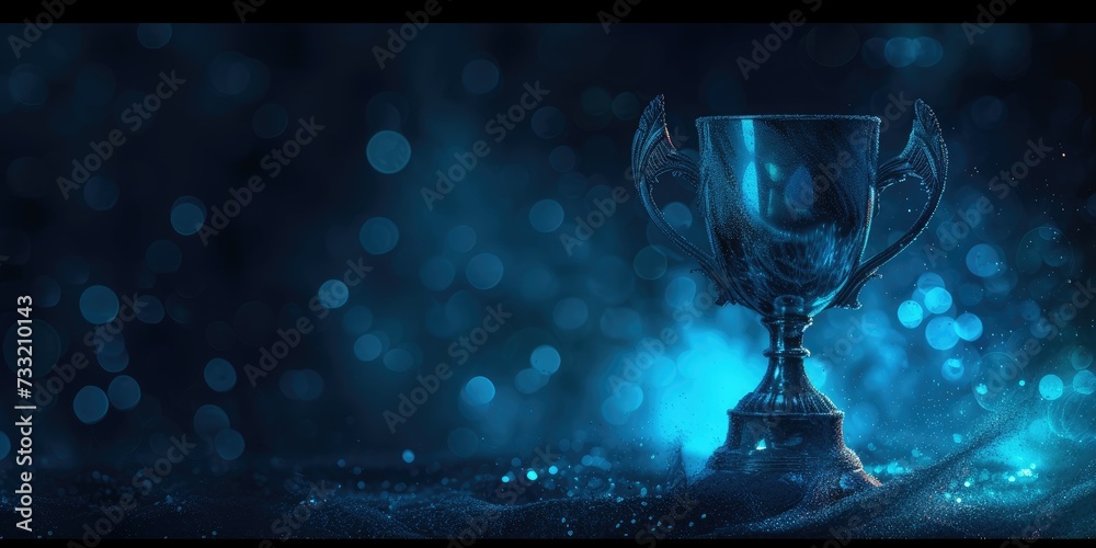 Wall mural gleaming trophy cup symbolizing achievement and excellence on a sparkling background