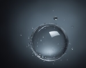 Glistening Water Bubbles Illustration on Dark Background
