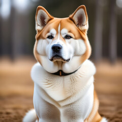 Naklejka na ściany i meble Japanese Dog Akita Inu portrait. Akite outside shot. Generative AI