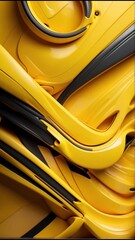 Yellow and Black Abstract Motion Background of Geometric Shapes. - AI-generated Illustration