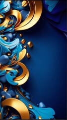 Blue vertical Background of Geometric Shapes. Abstract motion, two-color, AI-generated Illustration