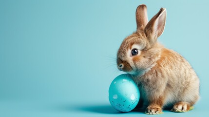Fototapeta na wymiar Easter rabbit on a blue background