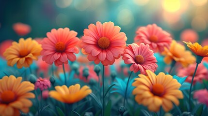 Bukiet pastelowych kwiatów na trawie