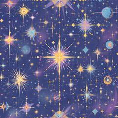 universe, stars night sky as background on a seamless tile, ai generated
