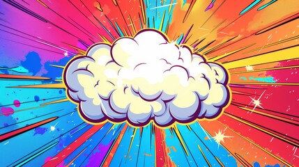 Vivid colorful comic boom explosion artwork in pop art style. Visual dynamism of modern comic book icon for punch word.  Comic cloud - obrazy, fototapety, plakaty