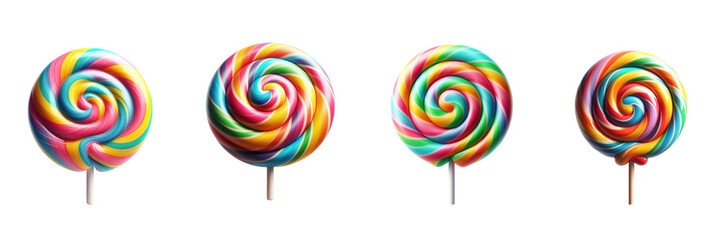 Set of A delicious colorful round lollipop, illustration, isolated over on transparent white background