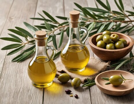 Antique Ambiance: Olive Oil Elegance on Vintage Table