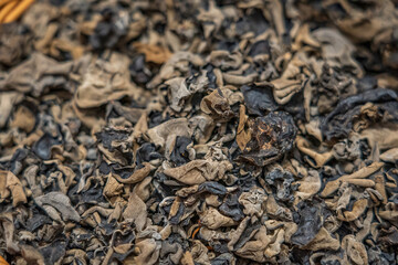 Close-Up of Dried Black Fungus Texture