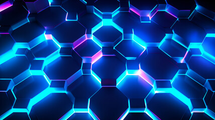 "Neon Hexagon Wonderland: Mesmerizing 3D Wallpaper with s | Depth and Dimension Enhanced by Ethereal Neon Glow"