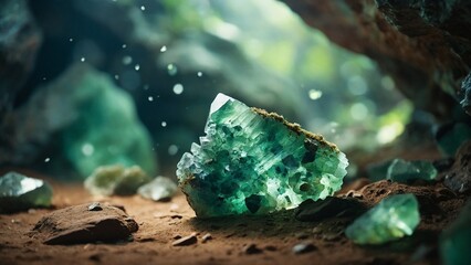 Naturally occurring Green Fluorite Crystal - obrazy, fototapety, plakaty