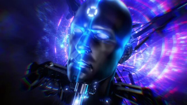 An synthetic humanoid artificial intelligent robotic face with electric power effects