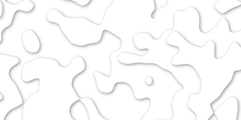 white paper and relief wave and cruve line paper cut background. soft white color seamless pattern, vector illustration, multi layer cutout banner design. topo counter map in 3d view.