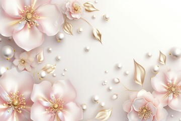 cream background with flowers