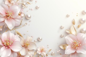 Fototapeta na wymiar cream background with flowers