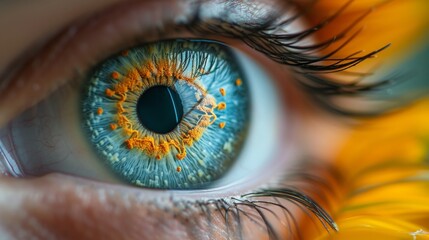 Close Up of a Persons Blue yellow Eye