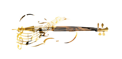 Violoncello with music notes. Music background. Music instrument poster with music notes. - 733220780