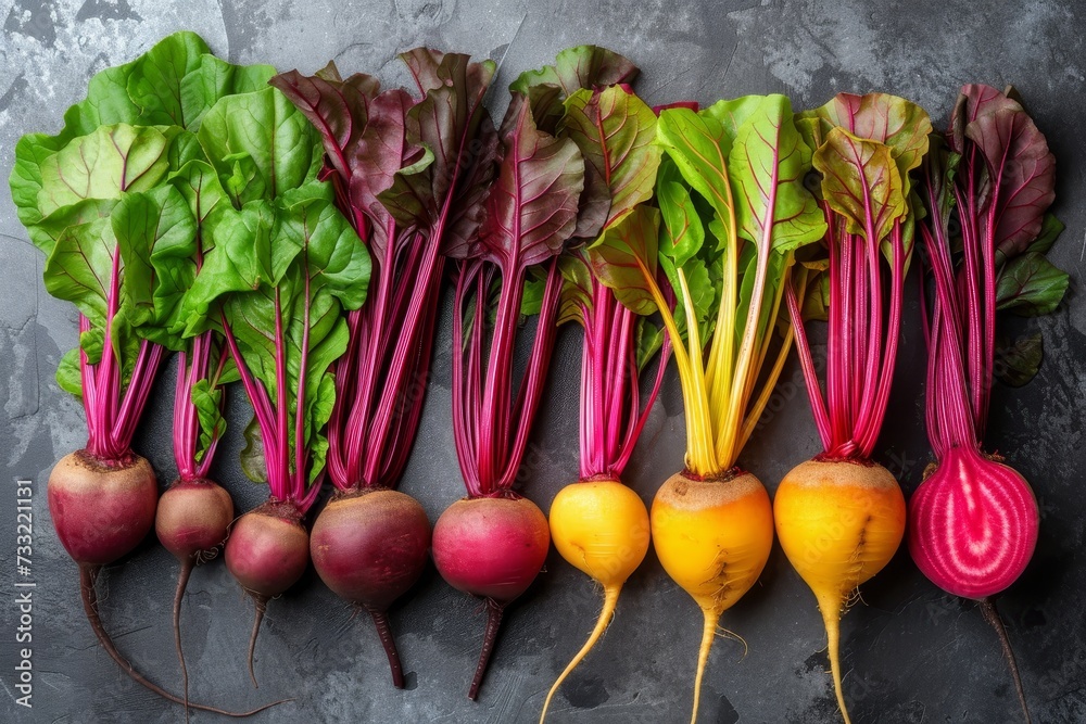 Poster Assorted Types of Beet in Row on Table