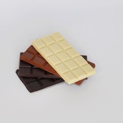 Handmade Chocolate Bars on White Background