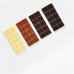 Handmade Chocolate Bars on White Background