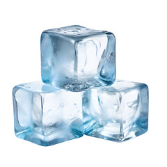 Three ice cubes, isolated on transparent background