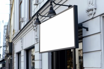 White empty outdoor business signage mock up to add company logo
