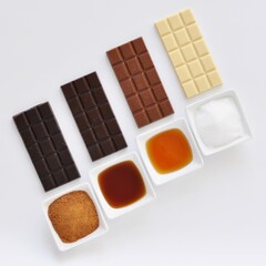 Handmade Chocolate Bars on White Background