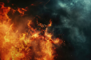 Fototapeta na wymiar 3D illustration of Phoneix human, satan devil, Fire