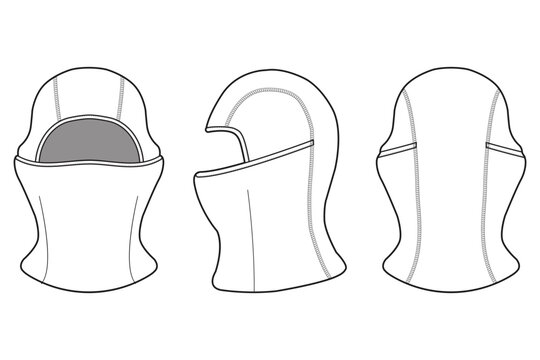 Compression Ski Mask Balaclava Shiesty Flat Illustration Cad Accessory Winter Streetwear Mockup Blank Vector Activewear outdoor streetwear workwear