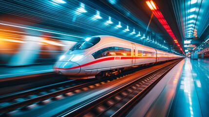 Fototapeta na wymiar Speeding Bullet: High-Speed Train in Motion