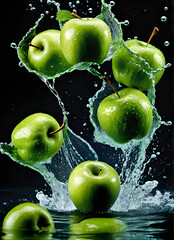 apple and water splash