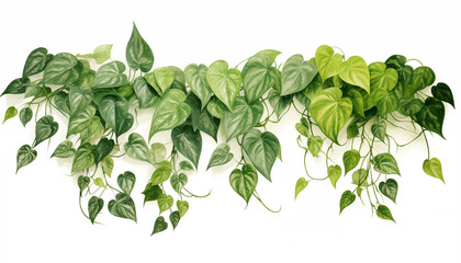 Pothos and Ivy white background isolated
