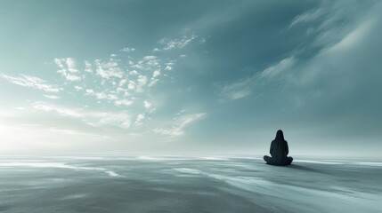 A contemplative moment of solitude, where introspection meets the vast expanse of inner thoughts and emotions