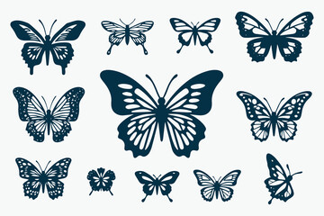 butterfly silhouette vector bundle