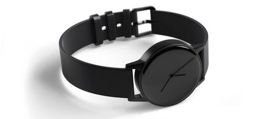 Close up stylist smart watch with black strap isolated on white background. Generated AI image