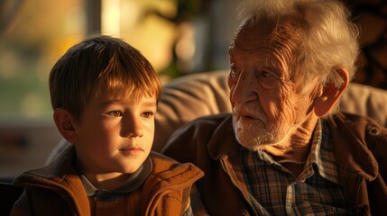 Obraz premium A quiet moment of a child and a grandparent sharing stories, bridging generations