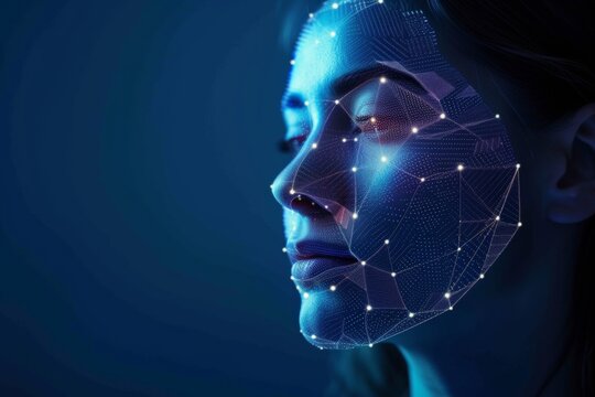 Biometric Verification - Woman Face Detection, high technology
