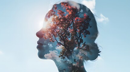 double exposure portrait, blending the subject's