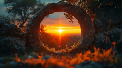 Sunset Vista through Natural Rock Arch