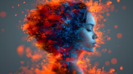 double exposure portrait, blending the subject's