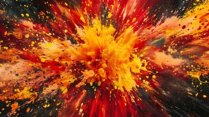 Colorful paint splash. Vibrant color combination. Abstract artwork expression. Liquid explosion in visual dynamism style