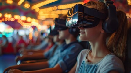 Kids Immersed in Virtual Reality Adventure