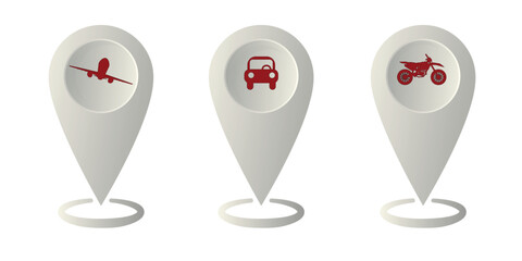 Set of location icons. Modern map markers .Vector illustration on a white background.