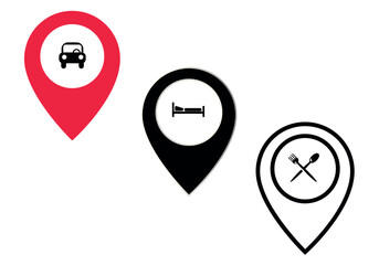 Set of map pin location icons. Modern map markers .Vector illustration on a white background.